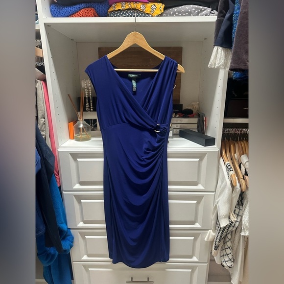 Lauren Ralph Lauren Dresses & Skirts - Lauren Ralph Lauren Blue Ruched Sheath Midi Dress